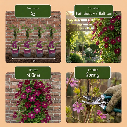 Clematis 'Rouge Cardinal' – Rot, Ø9cm, ↕35cm – Ansicht 5