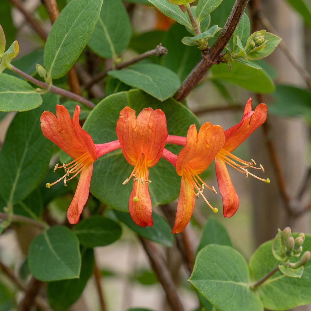 Scharlachrote Geißschlinge 'Dropmore Scarlet' – Rot-Gelb – Ø9cm – Ansicht 3
