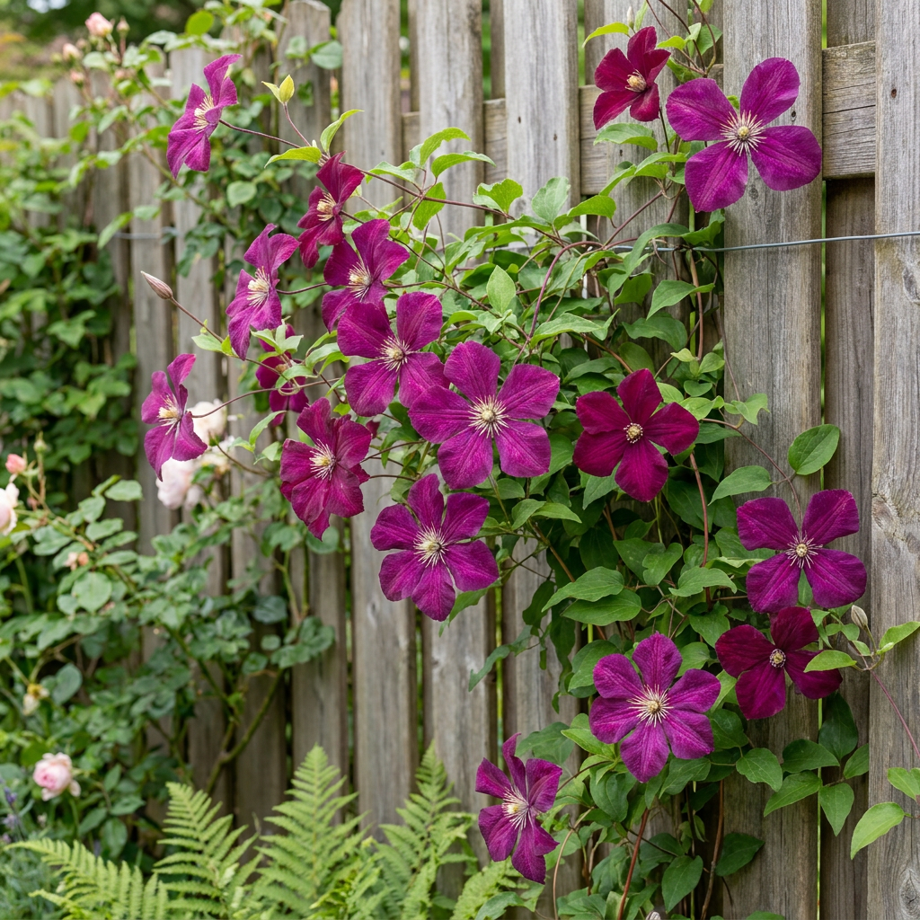 Clematis 'Rouge Cardinal' – Rot, Ø9cm, ↕35cm – Ansicht 4