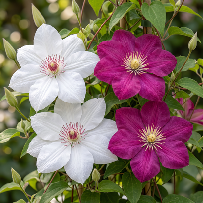Waldrebe 'Pink & White' – Weiß-Rosa – Topf Ø9cm – Ansicht 3