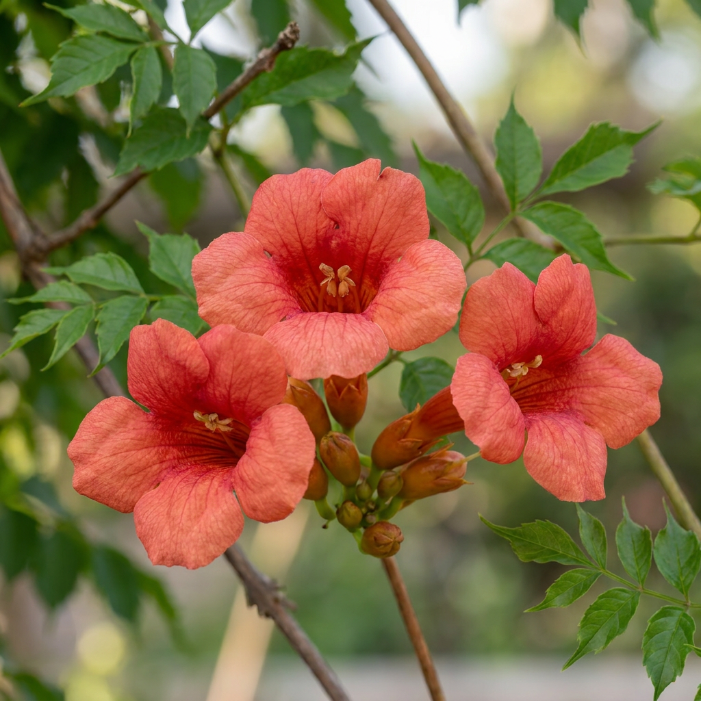 Trompetenblume (Campsis radicans) – Orange-Rot – Topf Ø9cm – Ansicht 3