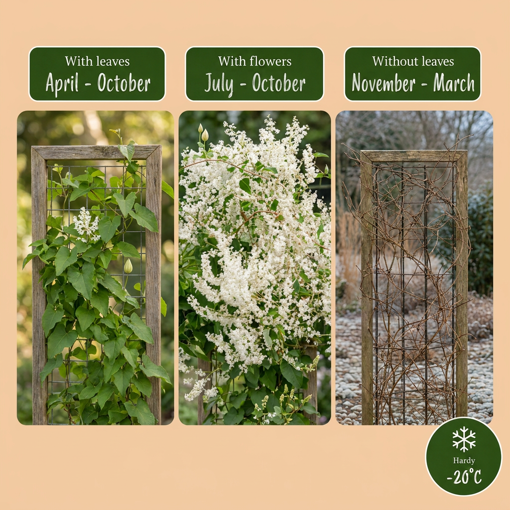 Schlingknöterich 'Fallopia aubertii' – Weiß, Ø9cm, ↕35cm – Ansicht 4