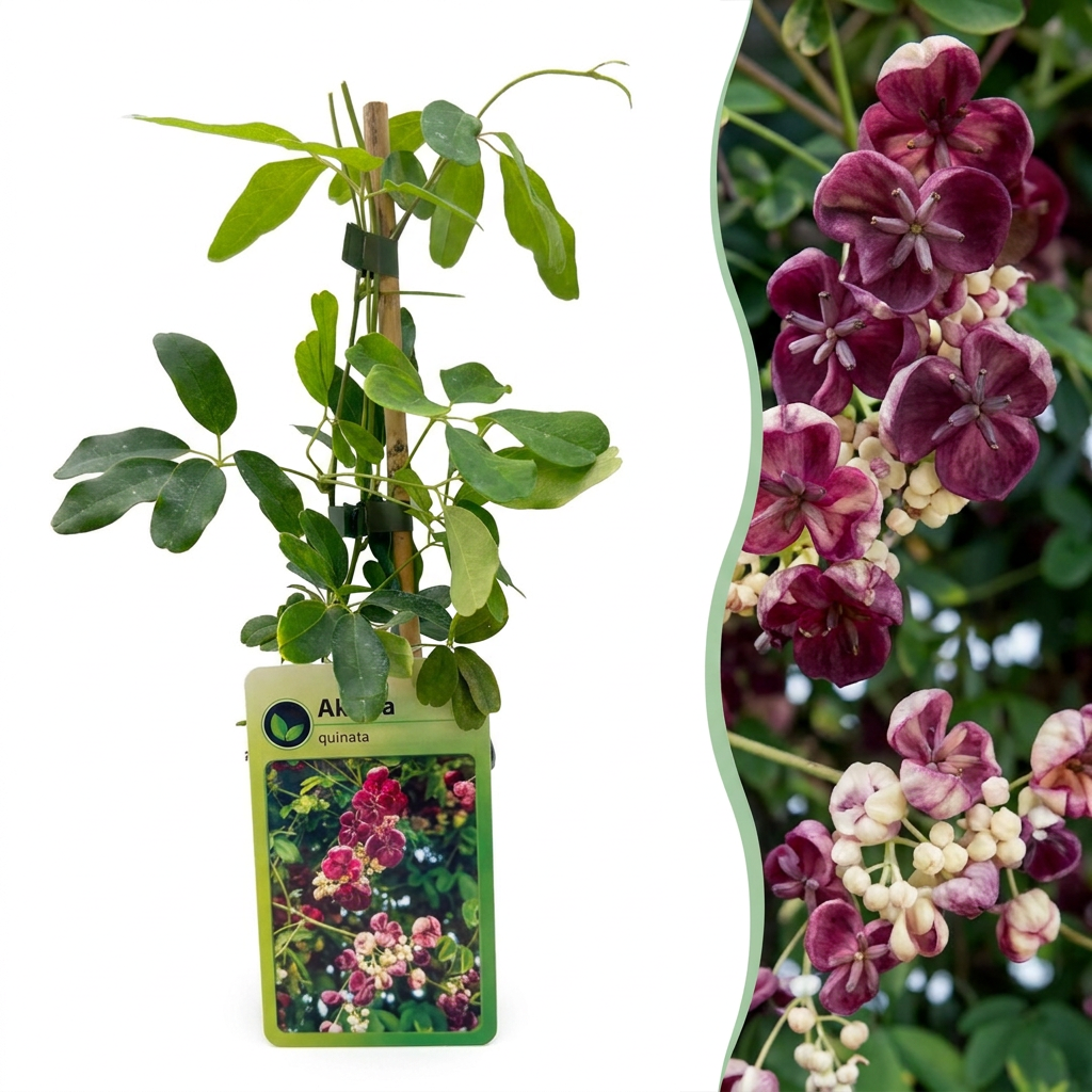 Fingerblättrige Akebie (Akebia quinata) – Lila-Rot – Topf Ø9cm