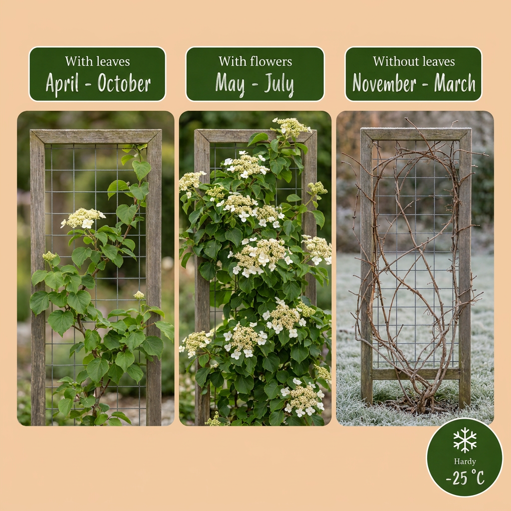 Kletterhortensie 'Hydrangea petiolaris' – Weiß, Ø9cm, ↕35cm – Ansicht 4