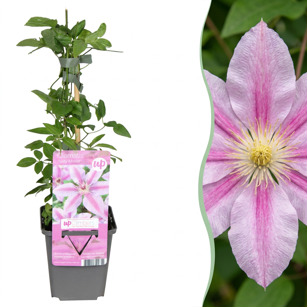 Clematis 'Nelly Moser' – Weiß-Rosa – Topf Ø9cm