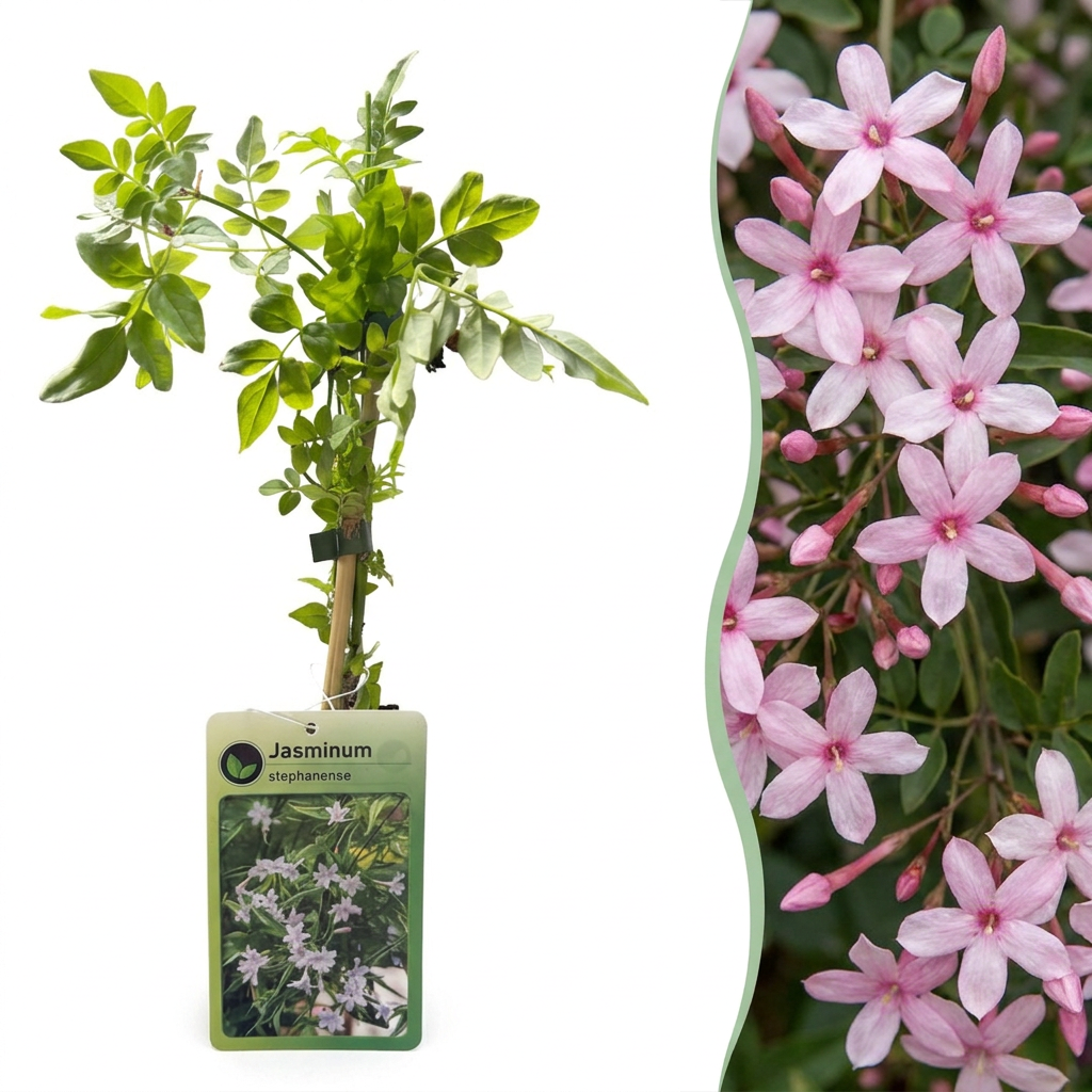 Stephans Jasmin – Jasminum stephanense – Rosa – Ø9cm, ↕35cm