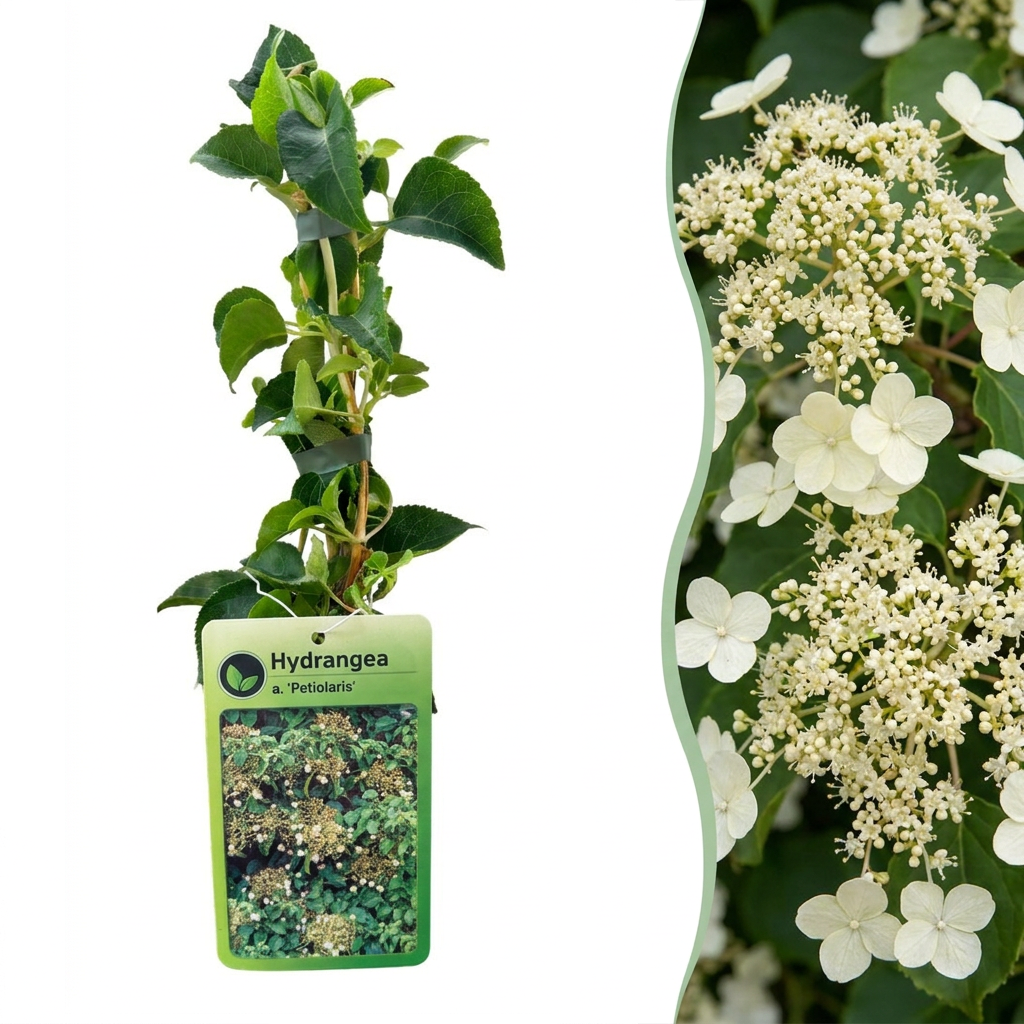 Kletterhortensie 'Hydrangea petiolaris' – Weiß, Ø9cm, ↕35cm