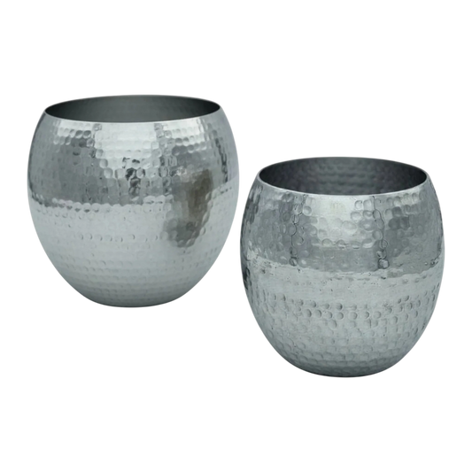 Übertopf Blumentopfe Silber Pflanztopf Deko 2er Set glänzend rund 