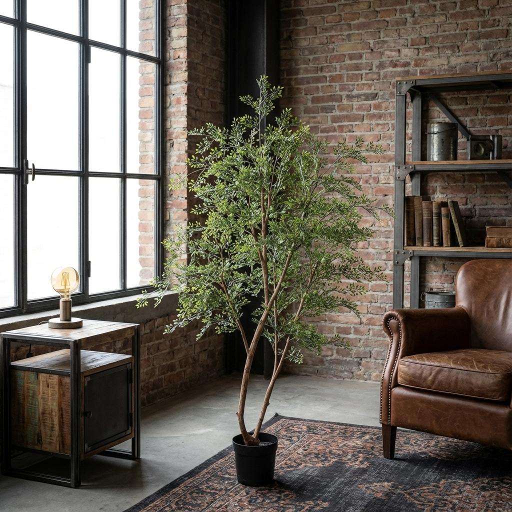 Cassia Baum Kunstpflanze 180cm – Große Deko Kunstpflanze – Pflegefreie Zimmerpflanze für Wohnzimmer Büro & Empfangsbereich