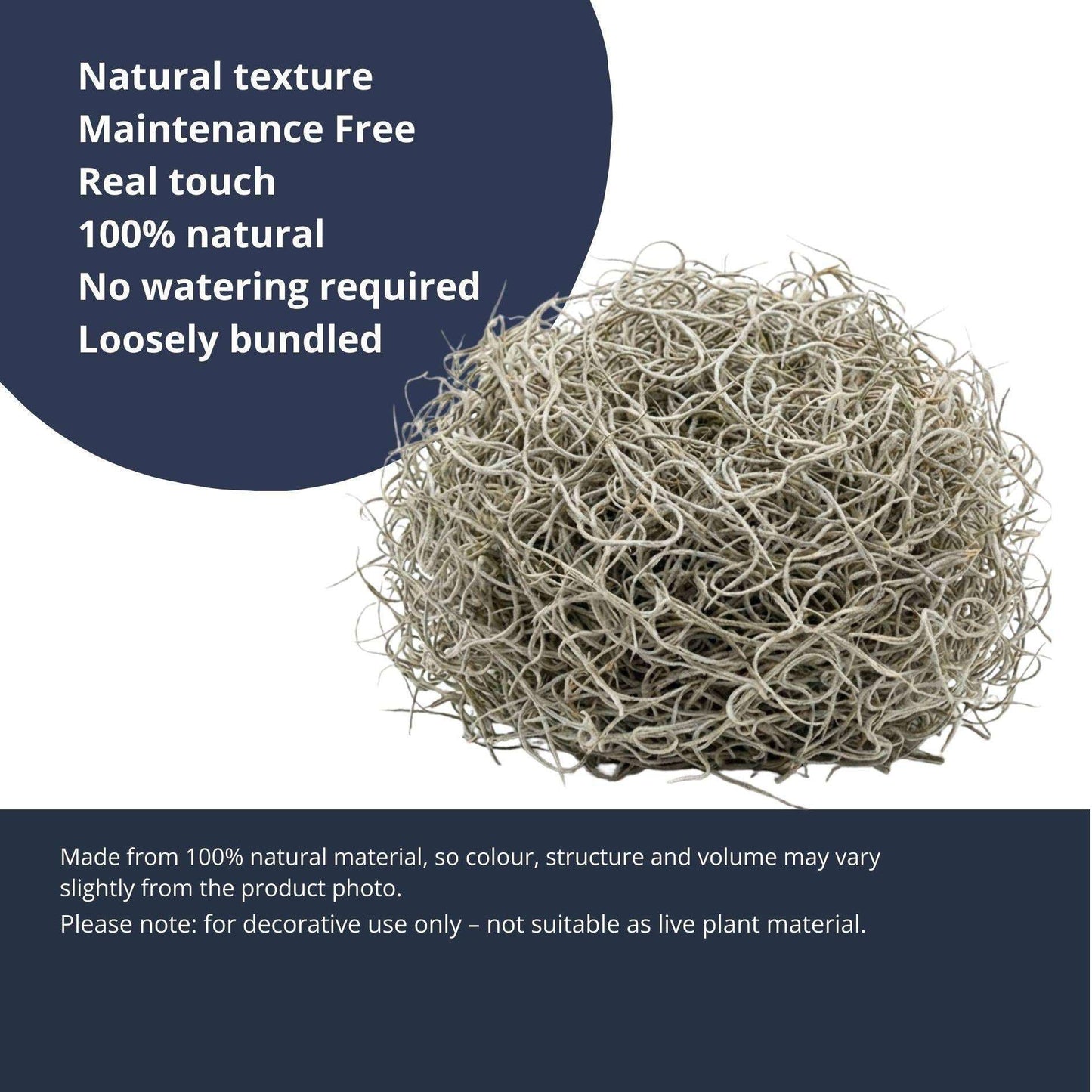 Getrocknetes Tillandsienmoos 1L – Spanisches Moos zur Dekoration – Natürliches Dekomaterial für Terrarium Floristik & Tischdeko – Grau-grünes Ziermoos