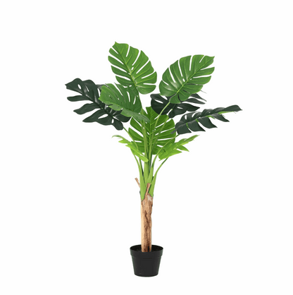 Monstera Deliciosa Kunstpflanze 120cm – Große Fensterblatt Deko Pflanze – Pflegefreie Zimmerpflanze für Wohnzimmer Büro & Empfangsbereich