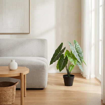 Alocasia Polly Kunstpflanze 40cm – Dekorative Elefantenohr Deko Pflanze – Pflegefreie Zimmerpflanze für Wohnzimmer Büro & Fensterbank
