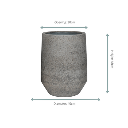 Pflanztopf Harith High S – Dioriet Grey – D40xH48 – Hoher Blumentopf in Steinoptik – Moderner Pflanzkübel für Innen & geschützte Außenbereiche – Robust & dekorativ 