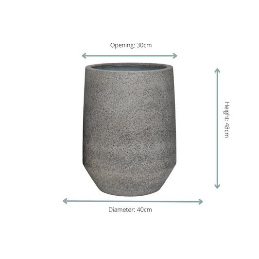 Pflanztopf Harith High S – Dioriet Grey – D40xH48 – Hoher Blumentopf in Steinoptik – Moderner Pflanzkübel für Innen & geschützte Außenbereiche – Robust & dekorativ 