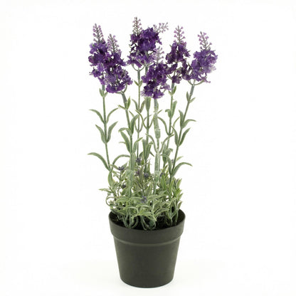 1x Künstlicher Lavendel - violette Pflanze im Topf - Kunstpflanze - 28 cm 