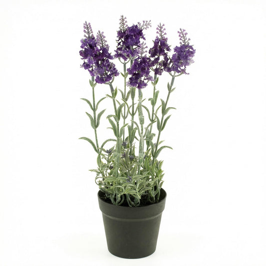 1x Künstlicher Lavendel - violette Pflanze im Topf - Kunstpflanze - 28 cm 