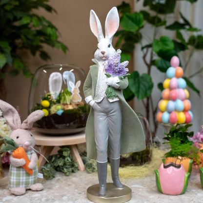 Osterhase Figur - Hasen Gentleman mit Blumen - ↑ 51 cm 