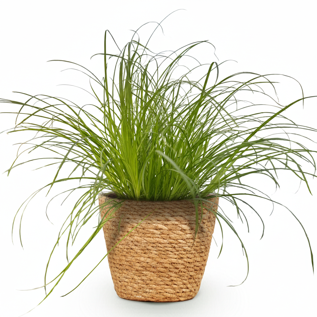 Green boutiQ - Zimmerpflanze - Cyperus alternifolius Zumula - Katzenpflanze - Haustierfreundliche Pflanze - Grün - 1 Pflanze - mit Korb - Topf 12cm - Höhe 20cm 
