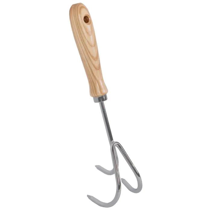 Gartenhacke - Blumenhacke - Handjäter - 3 Zähne - Verzinkter Stahl - Eschenholzgriff