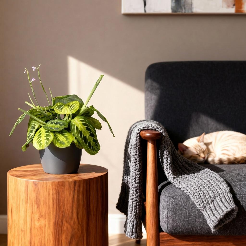 Green boutiQ - Zimmerpflanze - Maranta Fascinator Lemon Lime - Gebetspflanze - Haustierfreundliche Pflanze - Grün - 4 Pflanzen - mit Potter Grau - Topf 12cm - Höhe 25cm 