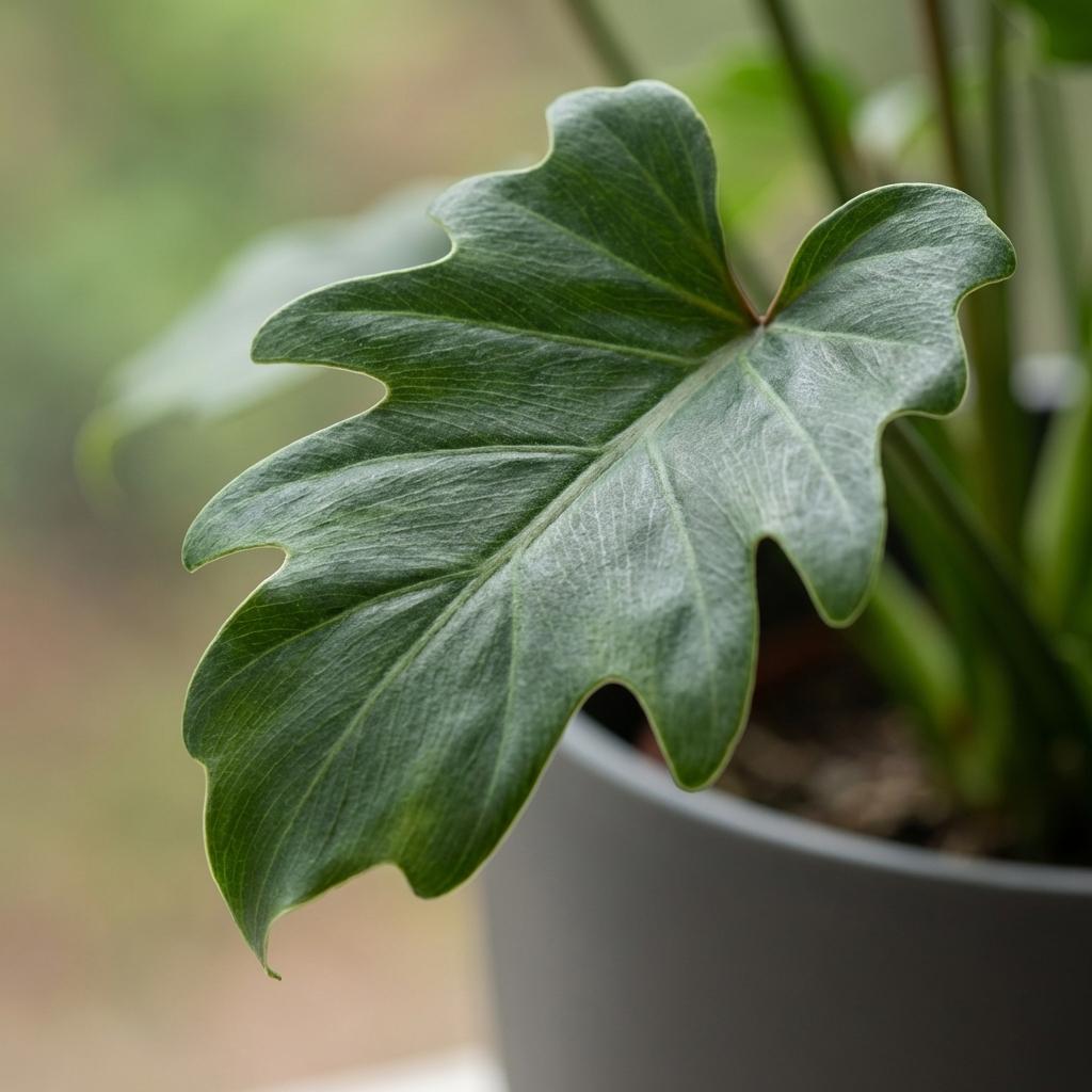 Philodendron Xanadu Zimmerpflanze 60cm – grüne Blattpflanze im Übertopf Grau Ø19cm – tief eingeschnittene Blätter – pflegeleicht für Wohnung & Büro, ideal bei Halbschatten 