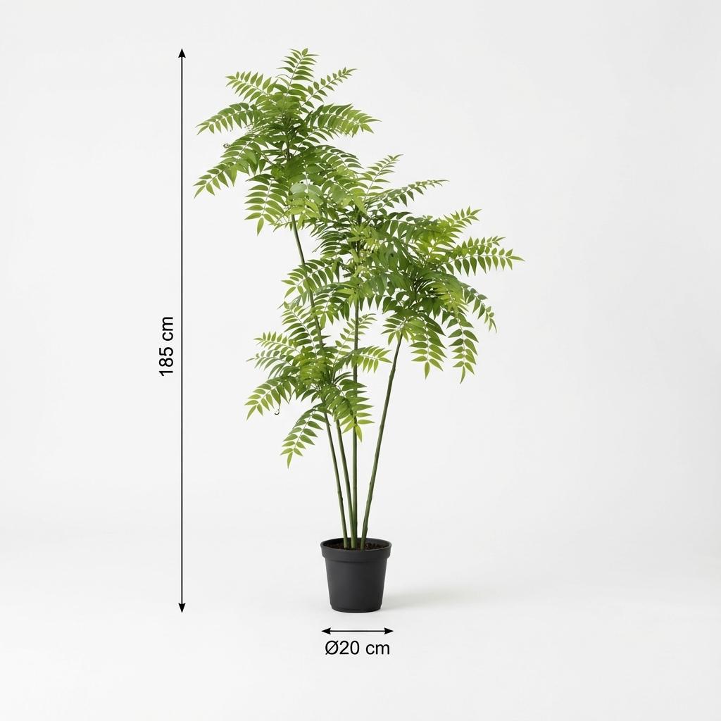 Mahonia Kunstpflanze 185cm – Große Deko Kunstpflanze mit buschigem Blattwerk – Pflegefreie Zimmerpflanze für Wohnzimmer Büro & Empfangsbereich