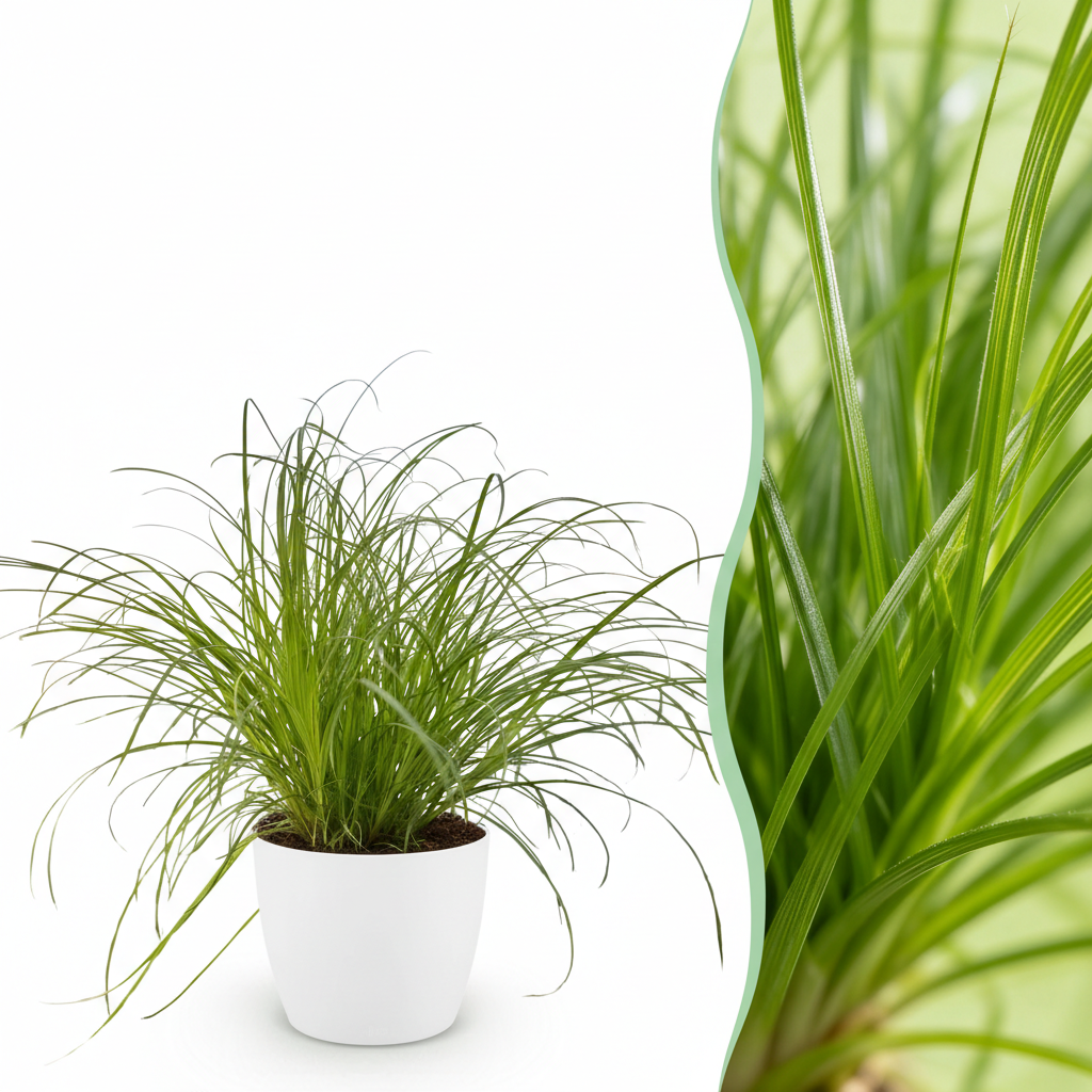 Green boutiQ - Zimmerpflanze - Cyperus alternifolius Zumula - Katzenpflanze - Haustierfreundliche Pflanze - Grün - 1 Pflanze - mit Potter Weiß - Topf 12cm - Höhe 20cm 