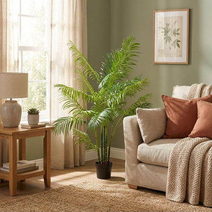Areca Palme Kunstpflanze 190cm – Große Goldfruchtpalme Deko Pflanze – Pflegefreie Kunstpalme für Wohnzimmer Büro & Empfangsbereich