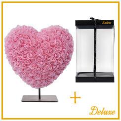 Herz DELUXE auf Ständer – 15 cm – Hellrosa – Romantisches Deko-Herz aus Schaum – Mit Geschenkbox – Für Kommode, Regal & Nachttisch – Wohnaccessoire für Innen 