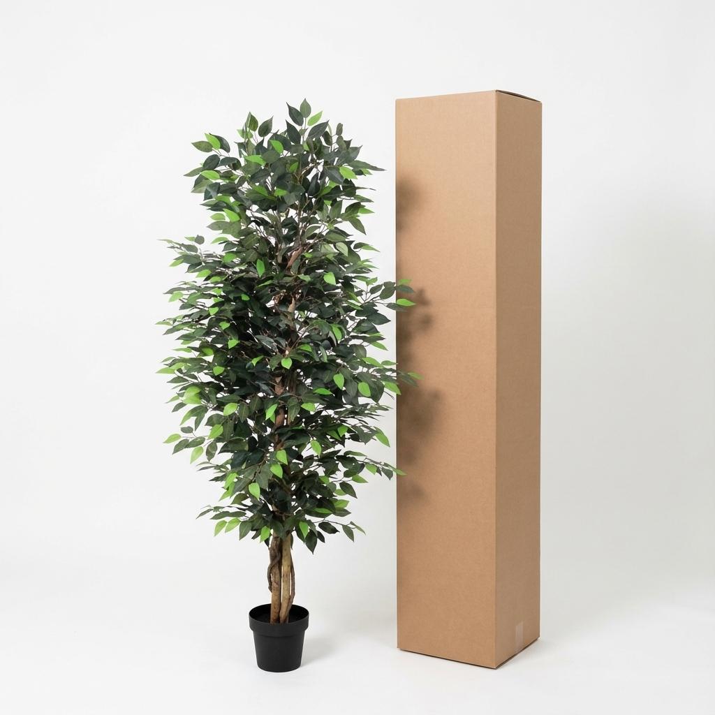 Ficus Benjamina Kunstpflanze 180cm – Große Birkenfeige Deko Pflanze – Pflegefreie Zimmerpflanze für Wohnzimmer Büro & Empfangsbereich