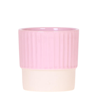 Butter Blumentopf Pink – Floral Blush Kollektion – passend für kleine Pflanzen – Zartes Rosa & Creme – Rillenstruktur – Deko-Topf für Innenräume 