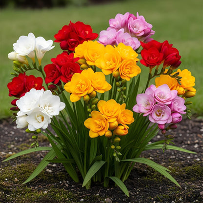 GreenboutiQ - Blumenzwiebeln - Freesia Double Mix - Verschiedene Farben - 40 Stück - Zwiebelgröße 5/6 - XXL Pack 