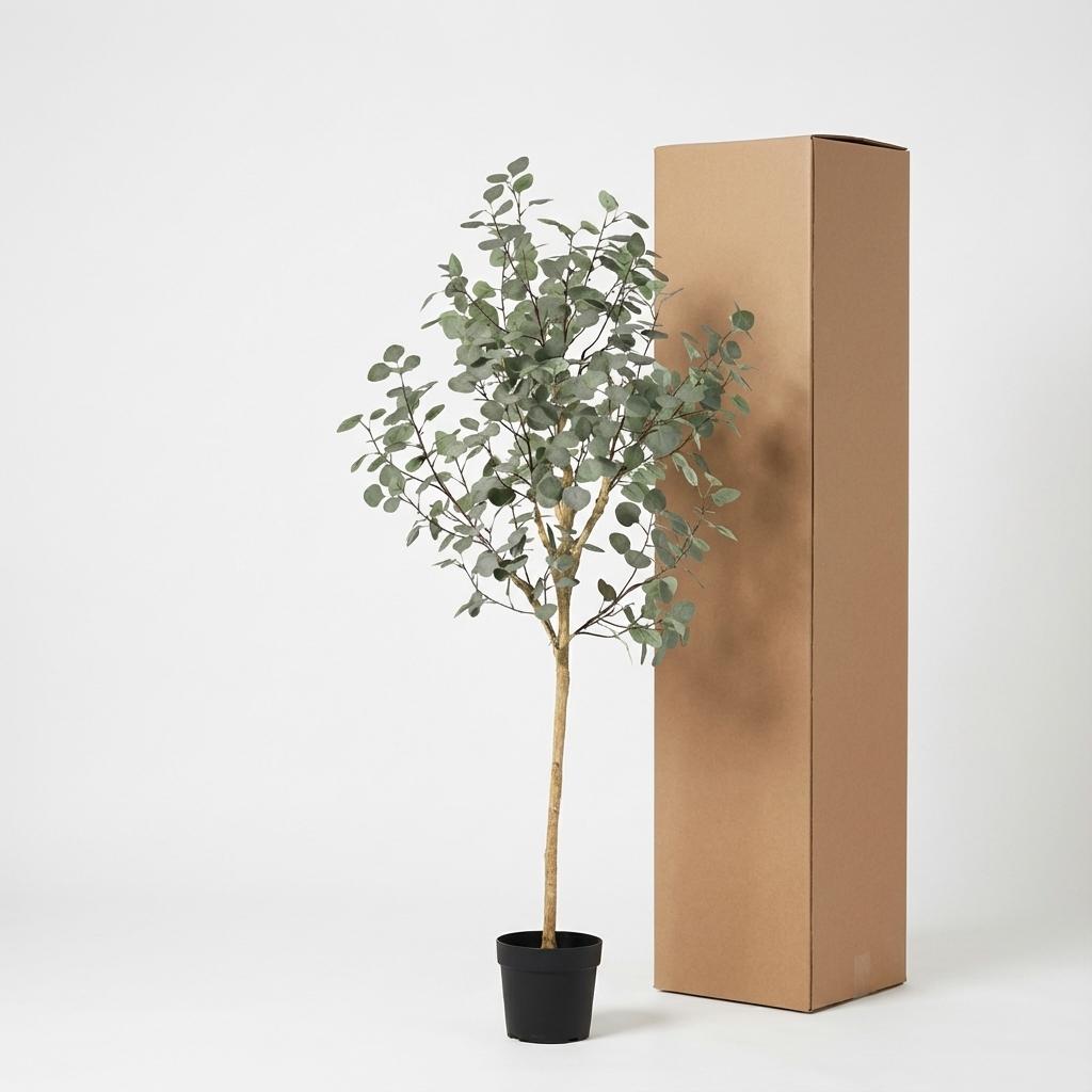 Eukalyptus Kunstpflanze 180cm – Großer Eucalyptus Baum Deko Pflanze – Pflegefreie Zimmerpflanze für Wohnzimmer Büro & Empfangsbereich