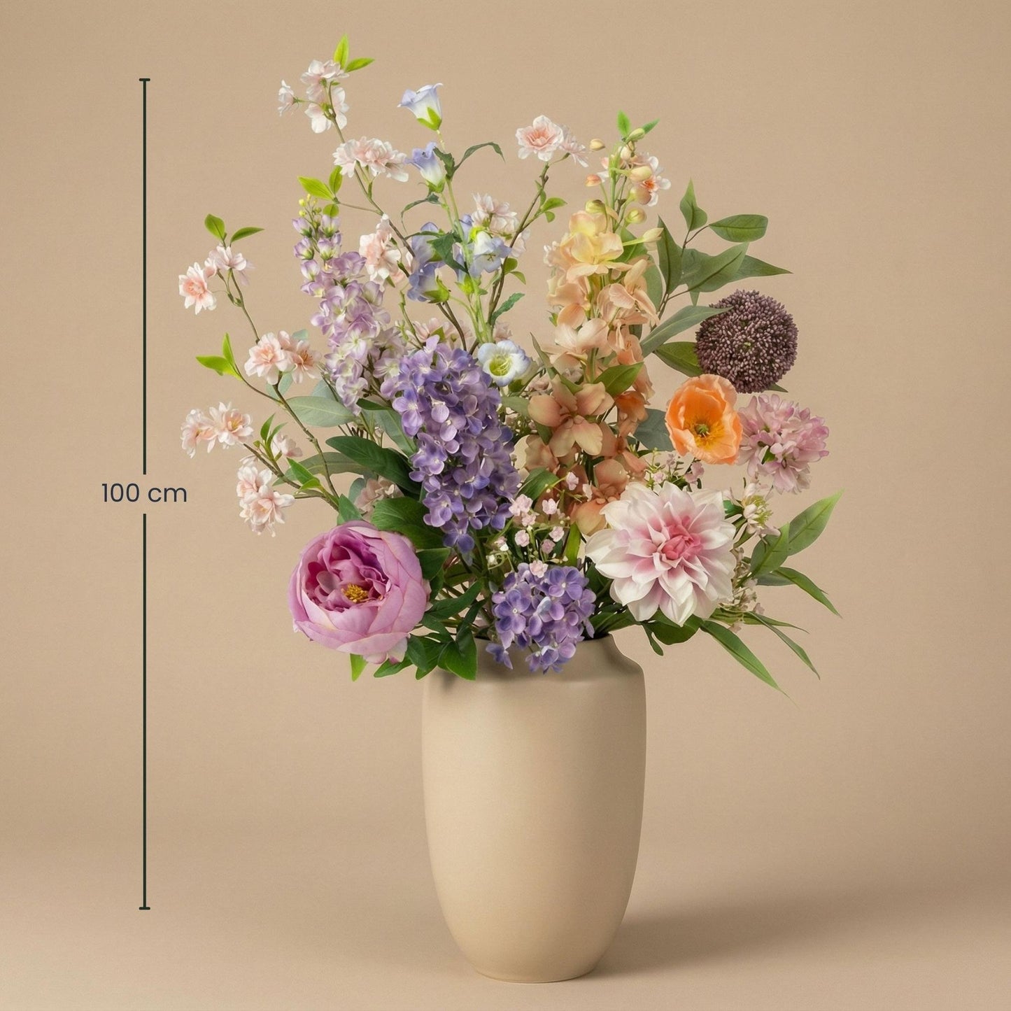Kunstbloemen Boeket - Pastel Meadow Deluxe - Real Touch - 15 Stelen - ↑ 100 cm 
