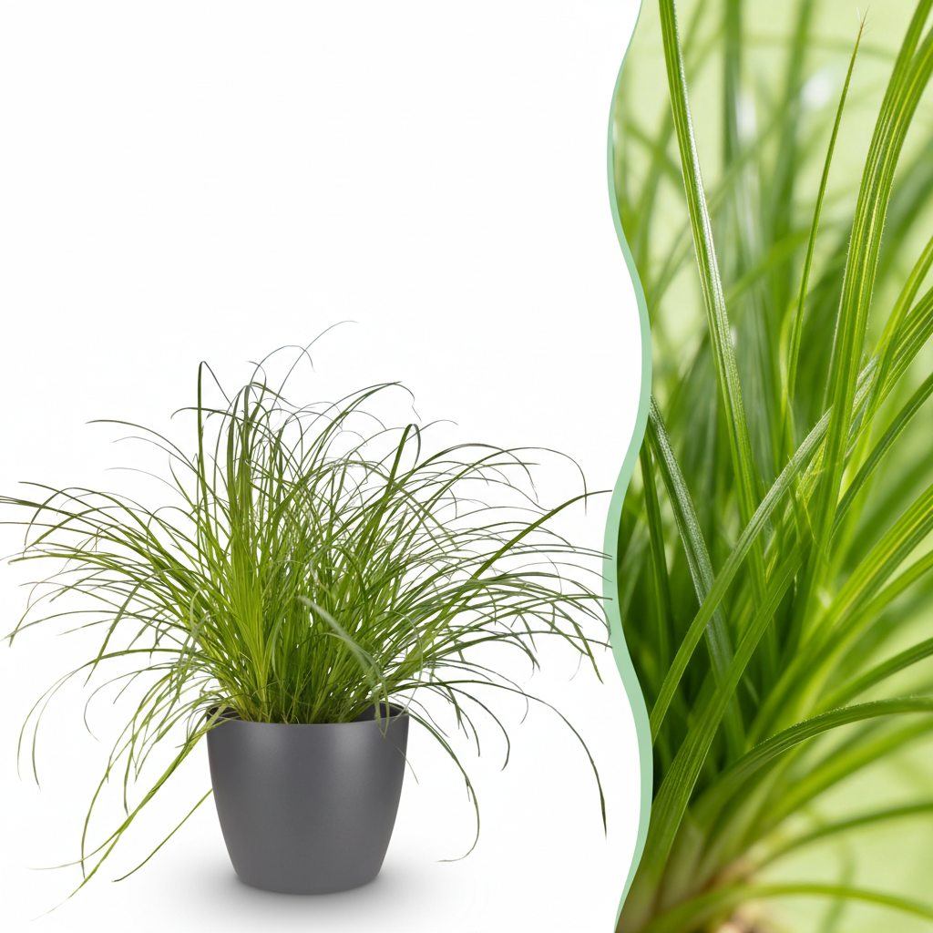 Green boutiQ - Zimmerpflanze - Cyperus alternifolius Zumula - Katzenpflanze - Haustierfreundliche Pflanze - Grün - 1 Pflanze - mit Potter Grau - Topf 12cm - Höhe 20cm 