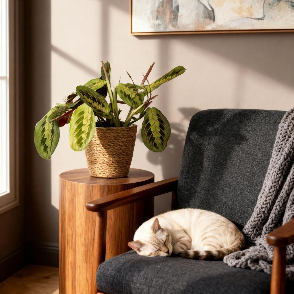 Green boutiQ - Zimmerpflanze - Maranta Fascinator Tricolour - Gebetsblatt - Haustierfreundliche Pflanze - Grün - 2 Pflanzen - mit Korb - Topf 12cm - Höhe 25cm 