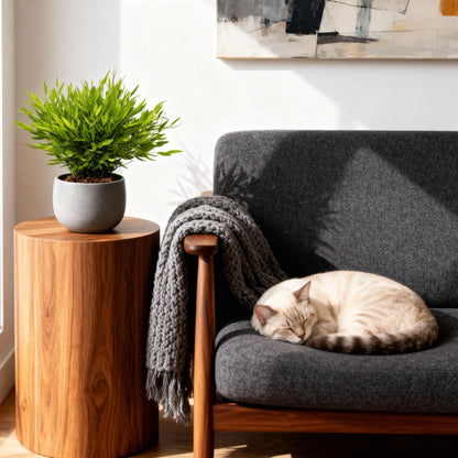 Green boutiQ - Zimmerpflanze - Bamusa Pogonatherum Monica - Bambusgras - Haustierfreundliche Pflanze - Grün - 1 Pflanze - mit Potter Weiß - Topf 12cm - Höhe 20cm 