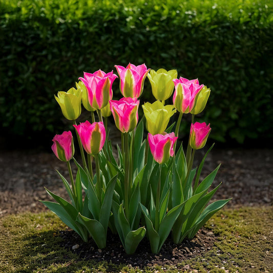 GreenboutiQ - Blumenzwiebeln - Tulp Strawberry Lemonade - Verschiedene Farben - 12 Stück - Zwiebelgröße 11/12 - XXL Pack 
