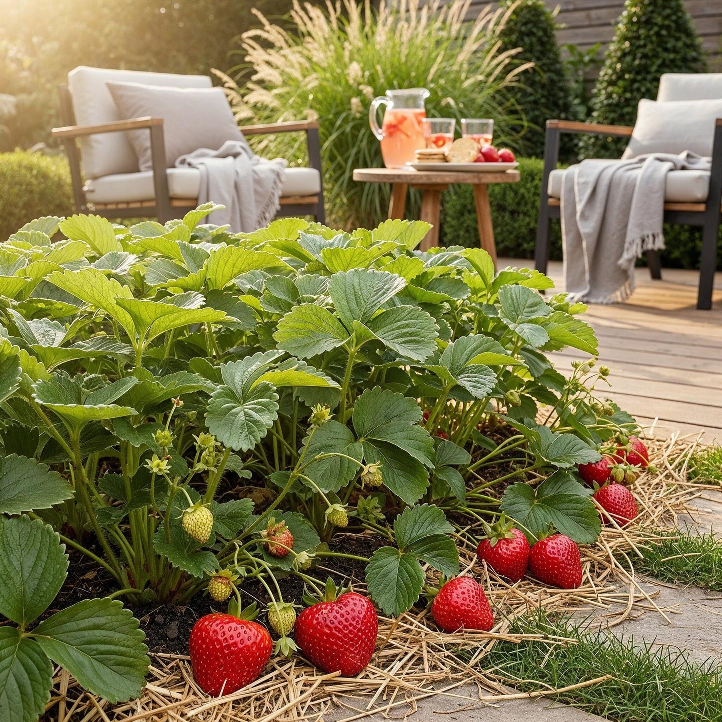 Erdbeere Fragaria Elvira winterhart 3 Pflanzen Höhe 30cm Ø9cm – Rote Erdbeere für Beet Balkon & Topf – Pflegeleichte Obstpflanze mit hohem Ertrag 