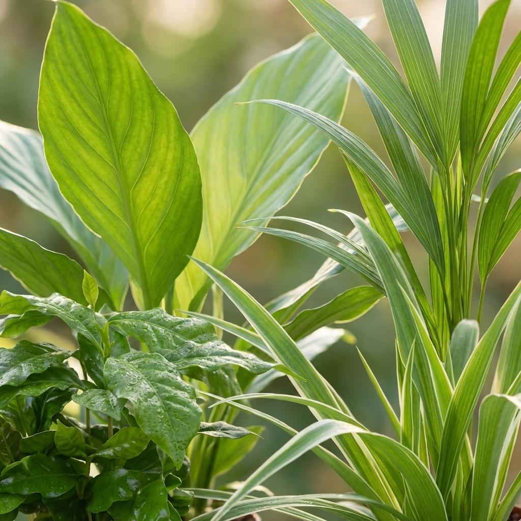 Luftreinigende Zimmerpflanzen – 4 Pflanzen – Ø12cm – Höhe 30–40cm – Pflanzen Mix für besseres Raumklima – Pflegeleicht & dekorativ 