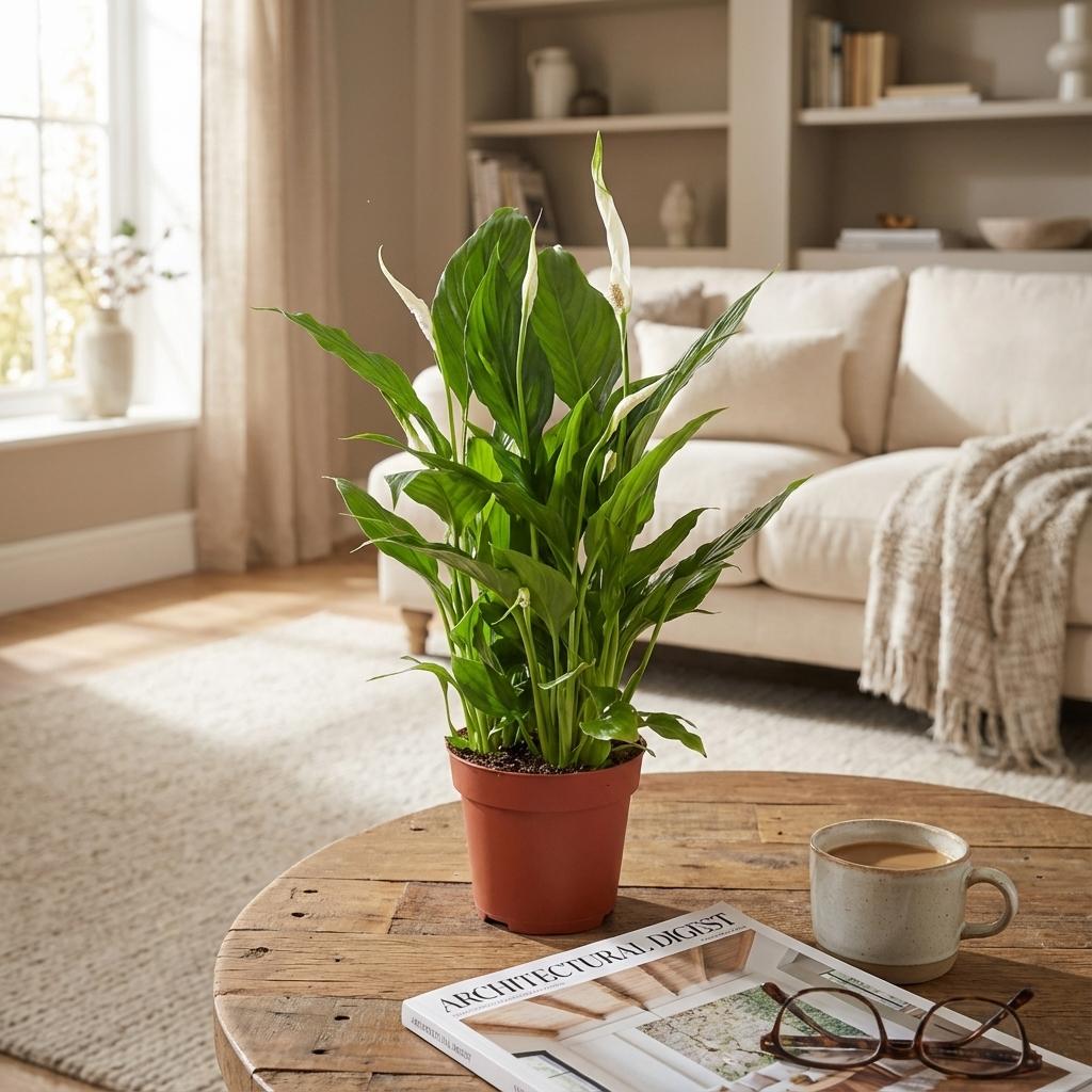 Scheidenblatt Spathiphyllum Einblatt – Ø12cm – Höhe 35–40cm – Luftreinigende Zimmerpflanze mit weißen Blüten – Pflegeleichte Grünpflanze für Wohnraum & Büro 