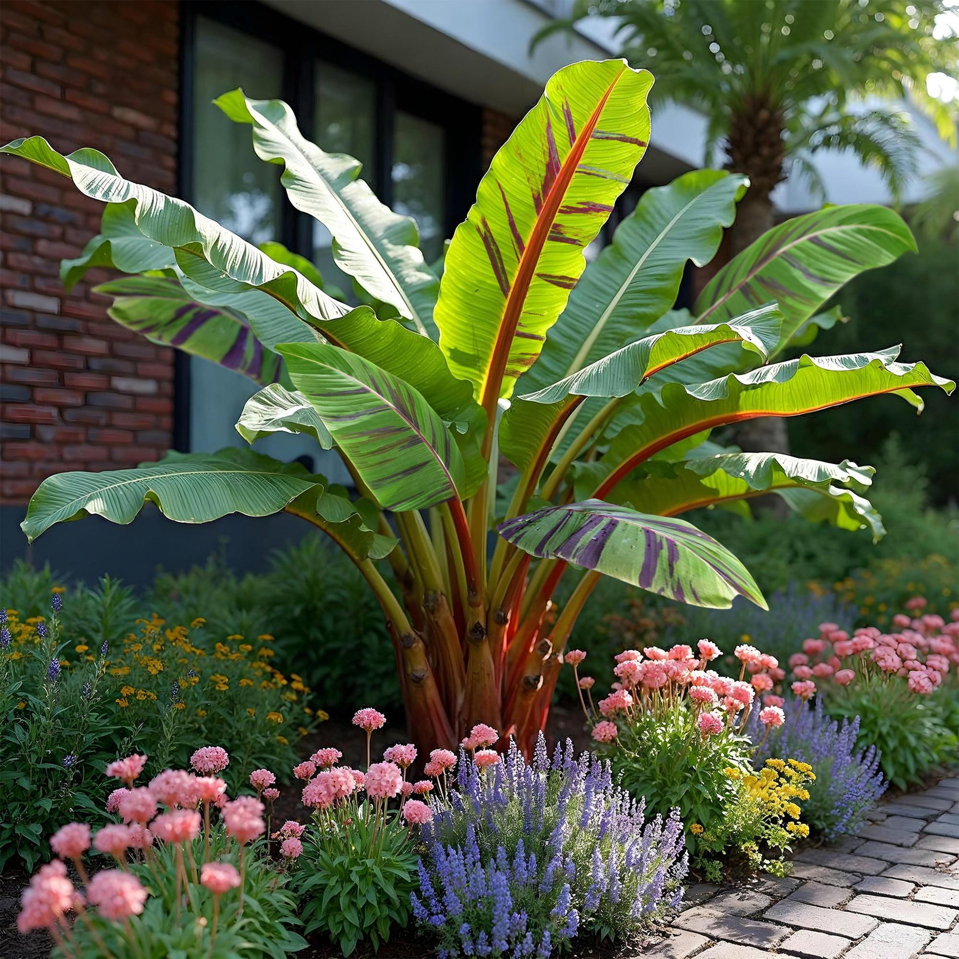 Bananenpflanze Musa sikkimensis Red Tiger – Winterhart – 4 Pflanzen – Ø17 cm – Höhe ca. 40 cm – Exotisches Flair für Garten & Terrasse 