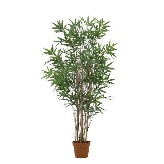 Künstlicher Bambus 144cm im Topf – realistische Kunstpflanze mit schlanken Halmen & grünen Blättern – pflegefreie Zimmerdeko für Wohnzimmer, Flur & Büro – Urban Jungle Look, inkl Basistopf 