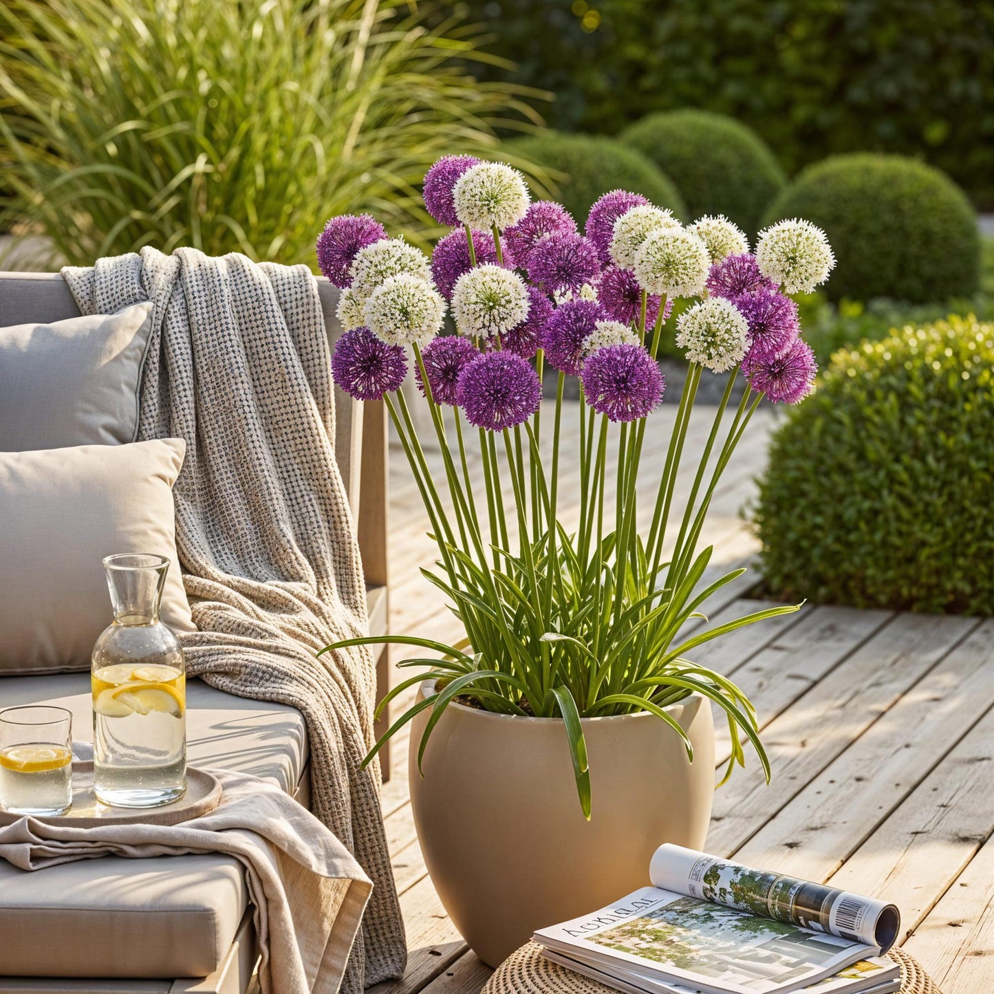 GreenboutiQ - Blumenzwiebeln - Allium Purple White Mix - Farbe Lila und Weiß - 15 Stück - Zwiebelgröße 10/12 - XXL Pack 