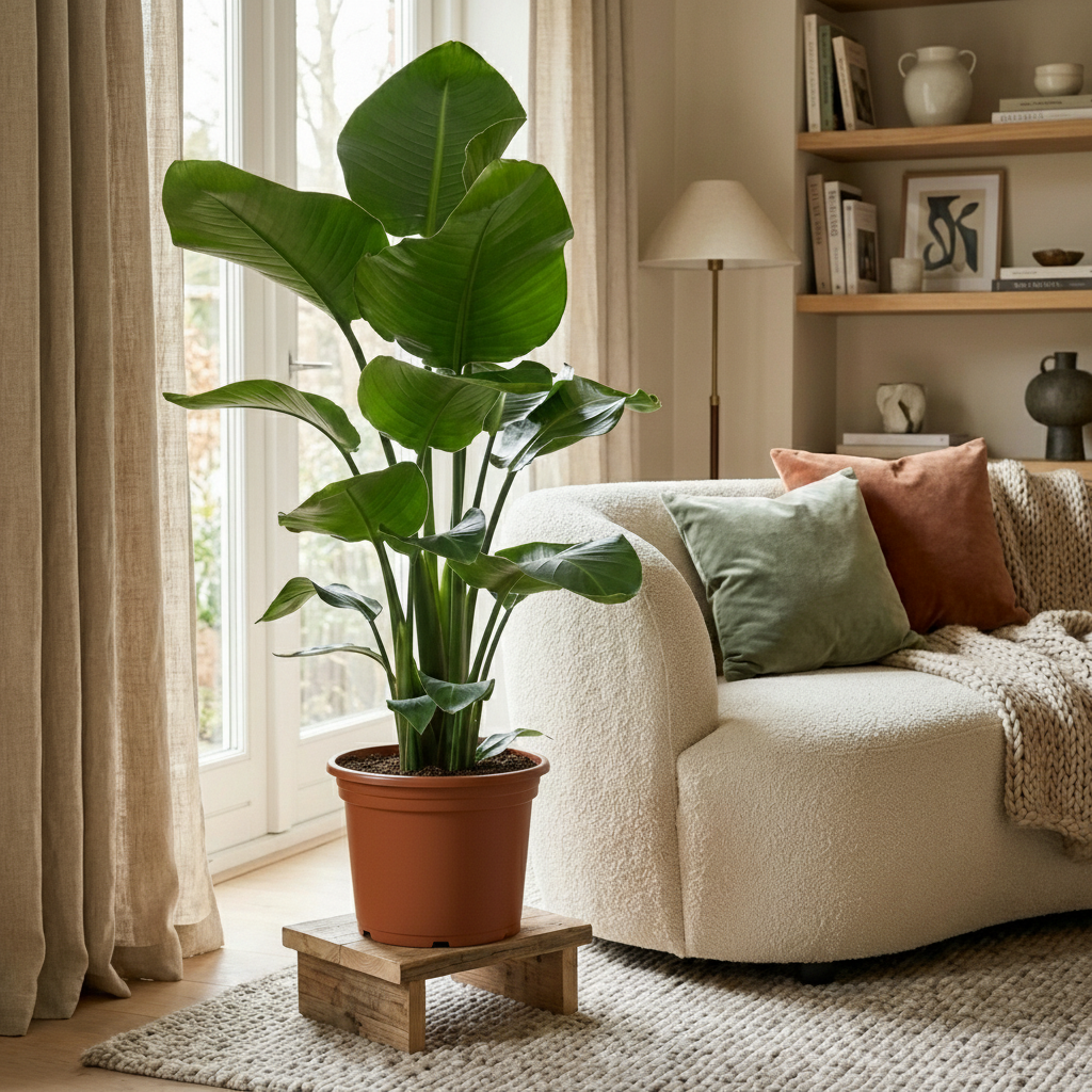 Green boutiQ - Plante d'intérieur - Oiseau de paradis - Strelitzia Nicolai - Vert - Entretien facile - 1 Plante - Pot 19cm - Hauteur 80 - 90cm 