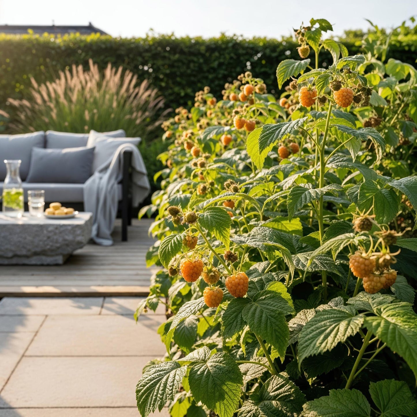 Himbeere Rubus idaeus Fallgold winterhart 3 Pflanzen Ø9cm Höhe30cm – Gelbe Himbeere für Garten Beet Balkon & Terrasse – Süß & aromatisch 