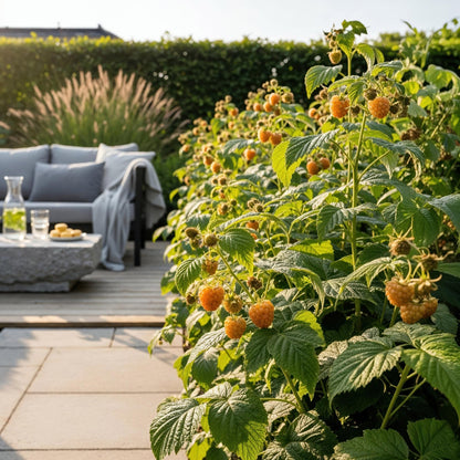 Himbeere Rubus idaeus Fallgold winterhart 3 Pflanzen Ø9cm Höhe30cm – Gelbe Himbeere für Garten Beet Balkon & Terrasse – Süß & aromatisch 