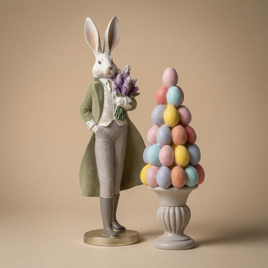 Osterhase Figur - Hasen Gentleman mit Blumen - ↑ 51 cm 