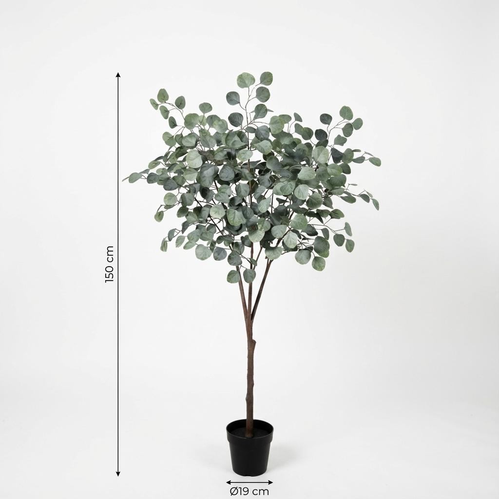 Eukalyptus Baum Kunstpflanze 150cm – Realistische Eucalyptus Deko Pflanze – Pflegefreie Zimmerpflanze für Wohnzimmer Büro & Empfangsbereich