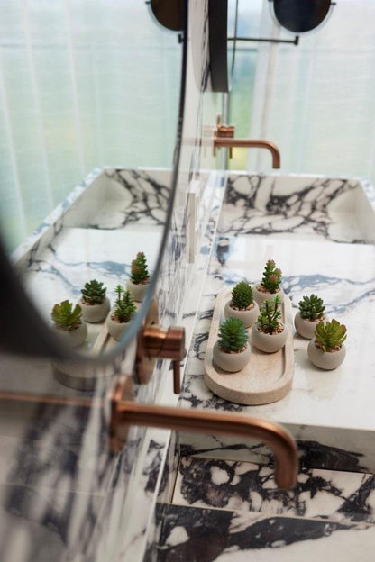 Kunst mini vetplanten in cementen pot - Succulent mix set 6 - Ø 6,5 